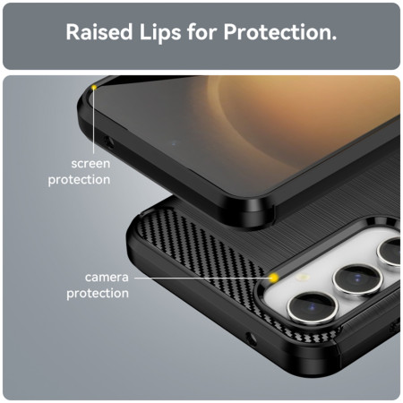 Husa Carbon compatibila Samsung Galaxy A35 5G, Tech Protect AntiSoc, Negru