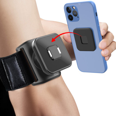 Husa Armband cu suport Suction Cup Magnetic, Velcro Mounting Strap, 3M Sticker, max 6.8", Negru