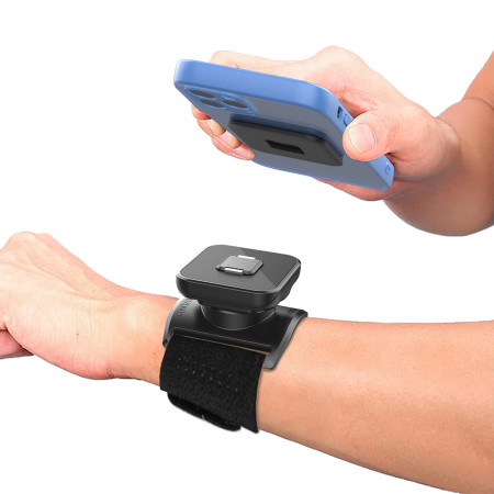 Husa Armband cu suport Suction Cup Magnetic, Velcro Mounting Strap, 3M Sticker, max 6.8", Negru
