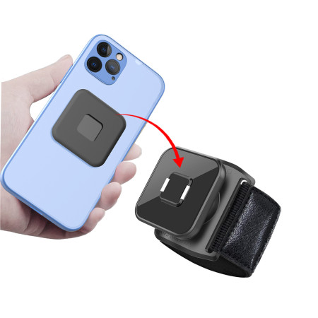 Husa Armband cu suport Suction Cup Magnetic, Velcro Mounting Strap, 3M Sticker, max 6.8", Negru