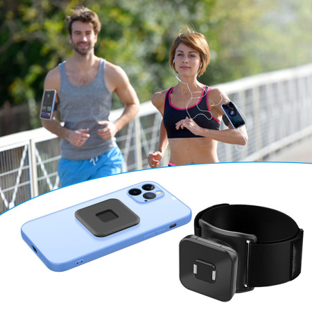 Husa Armband cu suport Suction Cup Magnetic, Velcro Mounting Strap, 3M Sticker, max 6.8", Negru
