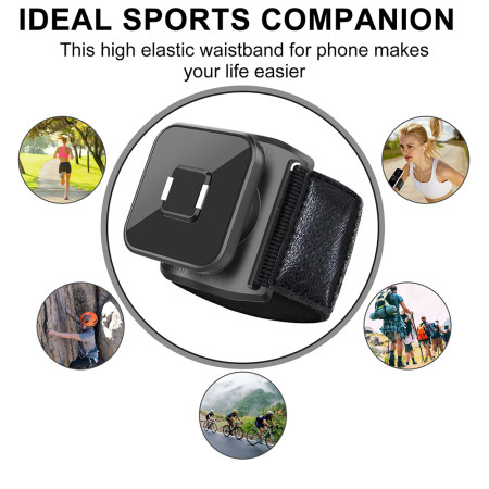 Husa Armband cu suport Suction Cup Magnetic, Velcro Mounting Strap, 3M Sticker, max 6.8", Negru