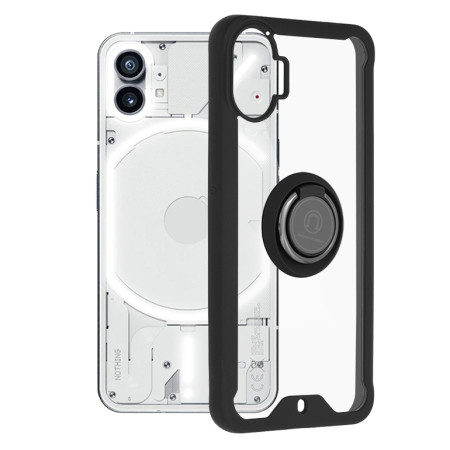 Husa telefon compatibila Nothing Phone 1, Glinth Magnet Auto si Inel Rotativ, Transparent