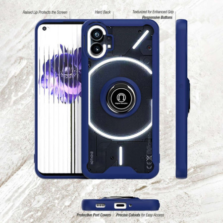 Husa telefon compatibila Nothing Phone 1, Glinth Magnet Auto si Inel Rotativ, Transparent
