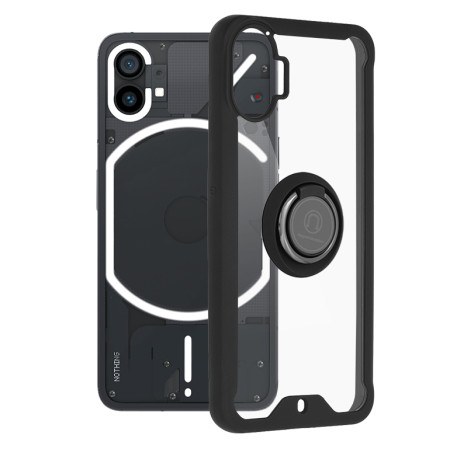 Husa telefon compatibila Nothing Phone 1, Glinth Magnet Auto si Inel Rotativ, Transparent