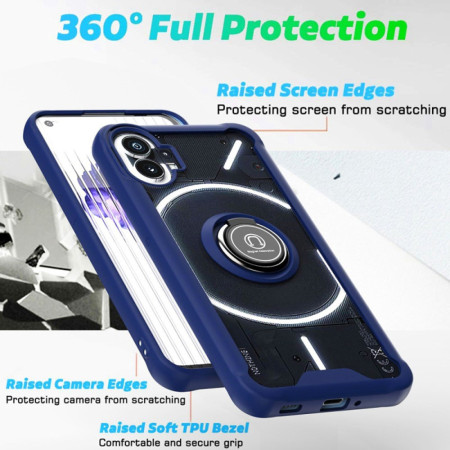 Husa telefon compatibila Nothing Phone 1, Glinth Magnet Auto si Inel Rotativ, Transparent