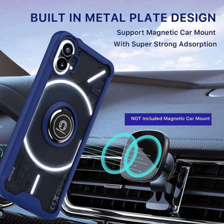 Husa telefon compatibila Nothing Phone 1, Glinth Magnet Auto si Inel Rotativ, Transparent
