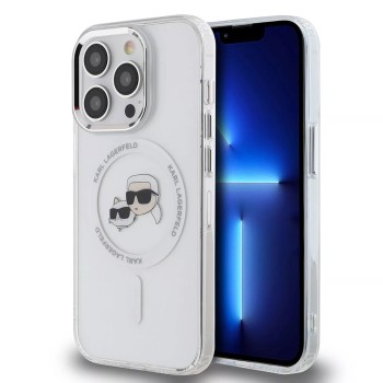 Husa pentru iPhone 15 Pro - Karl Lagerfeld IML MagSafe (KLHMP15LHLSKCH) - Metal KarlandChoupette Head