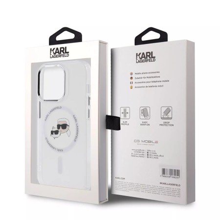 Husa pentru iPhone 15 Pro - Karl Lagerfeld IML MagSafe (KLHMP15LHLSKCH) - Metal KarlandChoupette Head