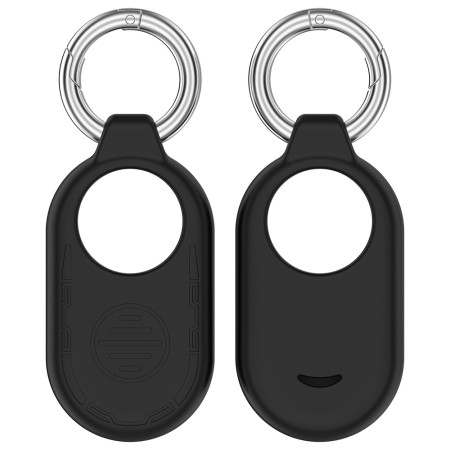Husa compatibila Samsung Galaxy SmartTag 2, Smiling Silicone, Black