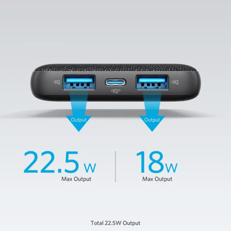 Baterie Externa 2x USB, Tip-C, 10000mAh, 18W, Anker PowerCore III Sense 10K,  Black