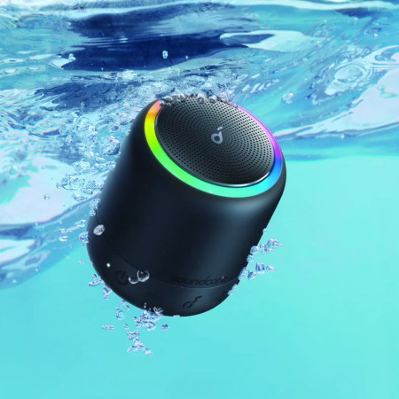 Boxa Bluetooth 5,0, USB-C, LED Lights, 6W, Anker SoundCore Mini 3 Pro, Black