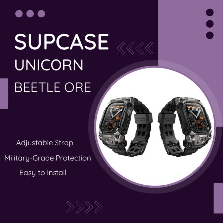 Husa pentru Apple Watch Ultra / Ultra 2 + Curea - Supcase Unicorn Beetle Ore - Black