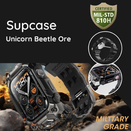 Husa pentru Apple Watch Ultra / Ultra 2 + Curea - Supcase Unicorn Beetle Ore - Black