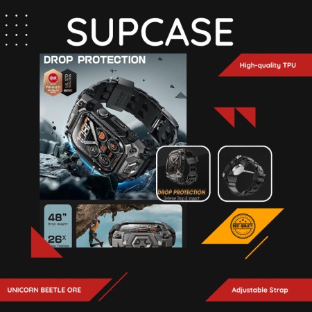 Husa pentru Apple Watch Ultra / Ultra 2 + Curea - Supcase Unicorn Beetle Ore - Black