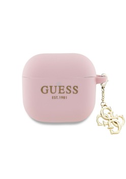 Husa pentru Apple AirPods 4 - Guess Silicone W/4G Charm - Pink