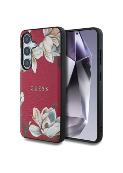 Husa pentru Samsung Galaxy S25 - Guess Grained Flowers MagSafe - Fuchsia