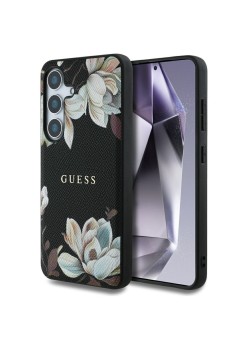 Husa pentru Samsung Galaxy S25 - Guess Grained Flowers MagSafe  - Black