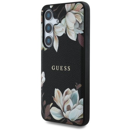 Husa pentru Samsung Galaxy S25 - Guess Grained Flowers MagSafe  - Black