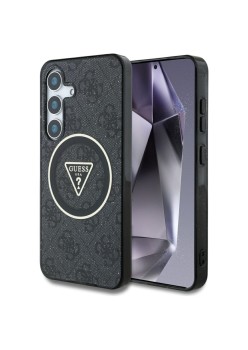 Husa pentru Samsung Galaxy S25 - Guess IML Metal Glitter 4G Circle Triangle MagSafe - Black