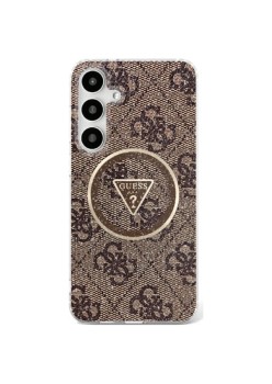 Husa pentru Samsung Galaxy S25 - Guess IML Metal Glitter 4G Circle Triangle MagSafe - Brown