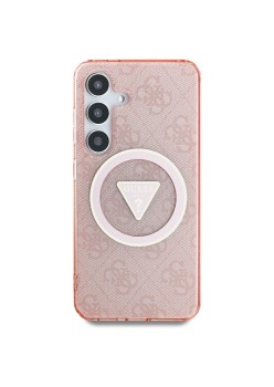 Husa pentru Samsung Galaxy S25 Ultra - Guess IML Metal Glitter 4G Circle Triangle MagSafe - Pink