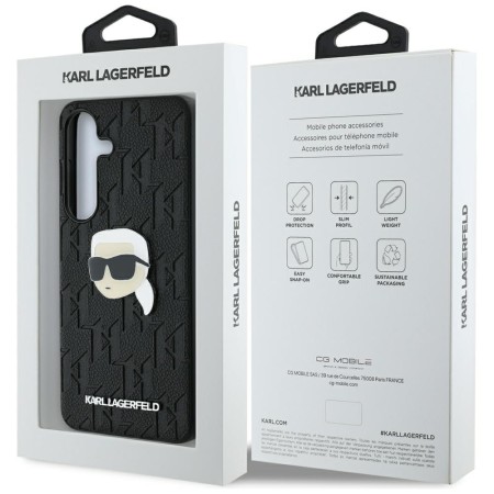 Husa Samsung Galaxy S25 - Karl Lagerfeld Hardcase Monogram Leather - Karl Head Pin