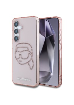 Husa pentru Samsung Galaxy S25 - Karl Lagerfeld IML Rhinestones Luxury - Pink Karl Head