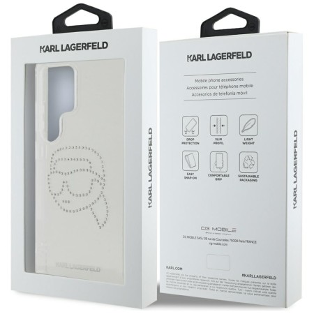Husa pentru Samsung Galaxy S25 Ultra - Karl Lagerfeld IML Rhinestones Luxury - Transparent Karl Head