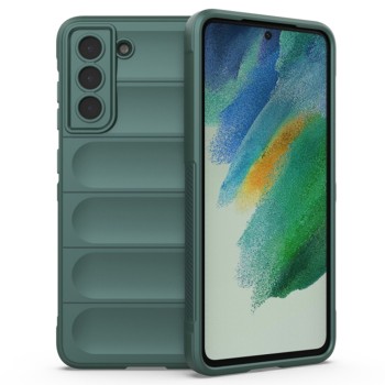 Husa pentru Samsung Galaxy S21 FE 5G, Antisoc, Margini Striatii, Magic Shield, Green