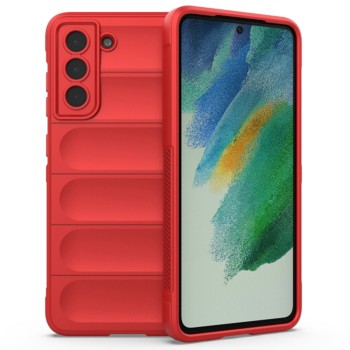 Husa pentru Samsung Galaxy S21 FE 5G, Antisoc, Margini Striatii, Magic Shield, Red