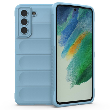Husa pentru Samsung Galaxy S21 FE 5G, Antisoc, Margini Striatii, Magic Shield, Bleu