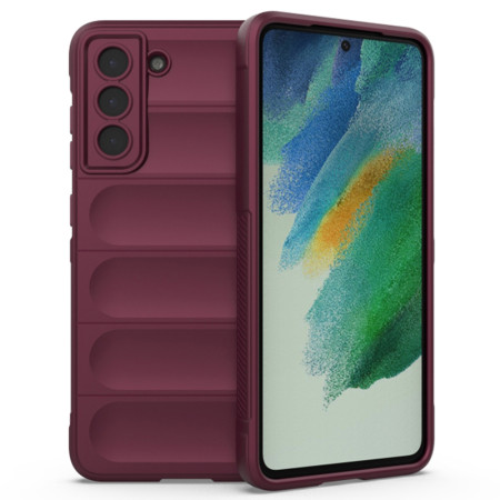 Husa pentru Samsung Galaxy S21 FE 5G, Antisoc, Margini Striatii, Magic Shield, Bordeaux