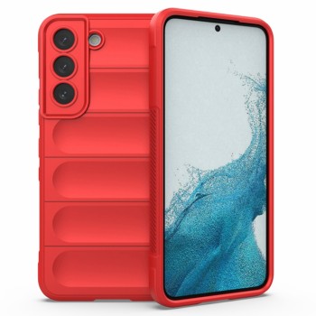 Husa pentru Samsung Galaxy S22 5G, Antisoc, Margini Striatii, Magic Shield, Red