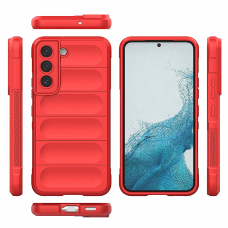 Husa pentru Samsung Galaxy S22 5G, Antisoc, Margini Striatii, Magic Shield, Red