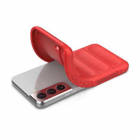 Husa pentru Samsung Galaxy S22 5G, Antisoc, Margini Striatii, Magic Shield, Red