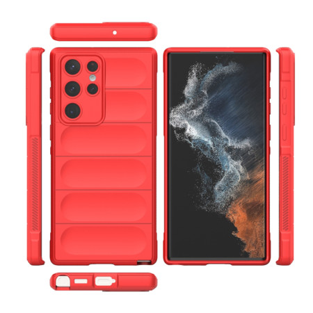 Husa pentru Samsung Galaxy S22 Ultra, Antisoc, Margini Striatii, Magic Shield, Red