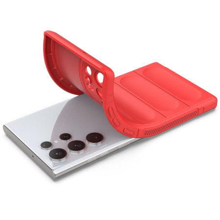 Husa pentru Samsung Galaxy S22 Ultra, Antisoc, Margini Striatii, Magic Shield, Red