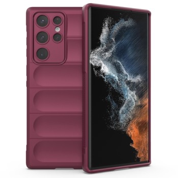 Husa pentru Samsung Galaxy S22 Ultra, Antisoc, Margini Striatii, Magic Shield, Bordeaux
