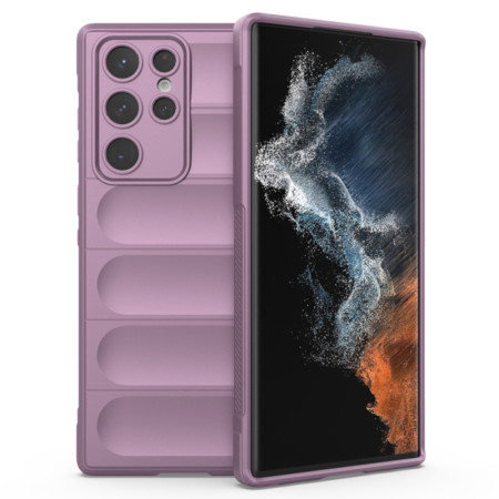Husa pentru Samsung Galaxy S22 Ultra, Antisoc, Margini Striatii, Magic Shield, Purple