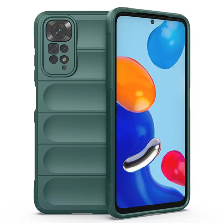 Husa pentru Xiaomi Redmi Note 11 / Note 11S, Antisoc, Margini cu Striatii, Design Minimalist, Green