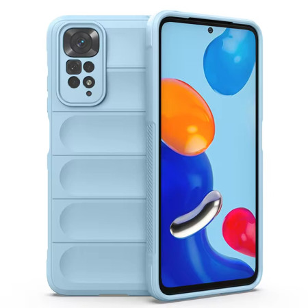 Husa pentru Xiaomi Redmi Note 11 / Note 11S, Antisoc, Margini cu Striatii, Design Minimalist, Bleu