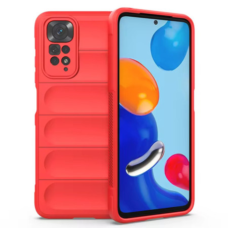 Husa pentru Xiaomi Redmi Note 11 / Note 11S, Antisoc, Margini cu Striatii, Design Minimalist, Red