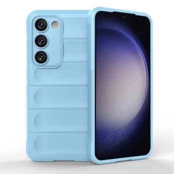 Husa pentru Samsung Galaxy S23, Antisoc, Margini cu Striatii, Design Minimalist, Bleu