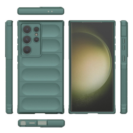 Husa pentru Samsung Galaxy S23 Ultra, Antisoc, Margini cu Striatii, Design Minimalist, Green