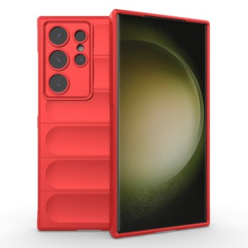 Husa pentru Samsung Galaxy S23 Ultra, Antisoc, Margini cu Striatii, Design Minimalist, Red
