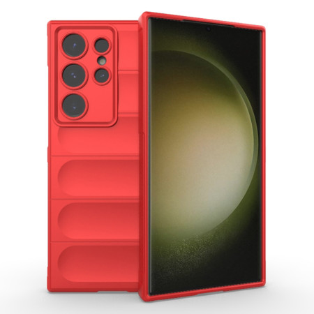 Husa pentru Samsung Galaxy S23 Ultra, Antisoc, Margini cu Striatii, Design Minimalist, Red