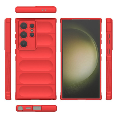 Husa pentru Samsung Galaxy S23 Ultra, Antisoc, Margini cu Striatii, Design Minimalist, Red