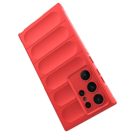 Husa pentru Samsung Galaxy S23 Ultra, Antisoc, Margini cu Striatii, Design Minimalist, Red
