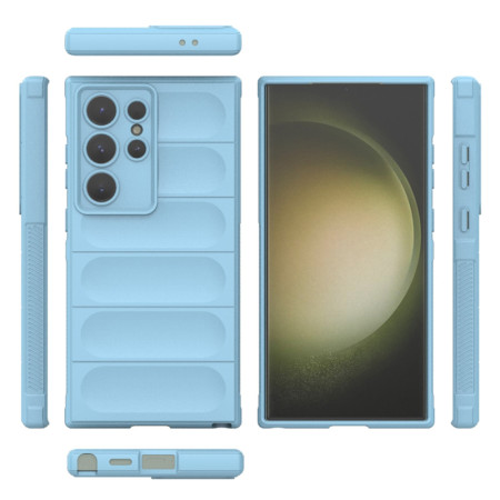 Husa pentru Samsung Galaxy S23 Ultra, Antisoc, Margini cu Striatii, Design Minimalist, Bleu